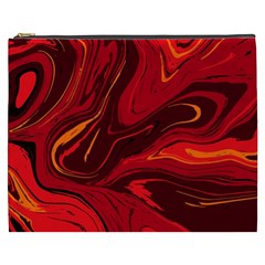 Red Vivid Marble Pattern 15 Cosmetic Bag (xxxl) by goljakoff