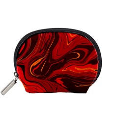 Red Vivid Marble Pattern 15 Accessory Pouch (small) by goljakoff