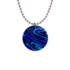 Blue Vivid Marble Pattern 16 1  Button Necklace by goljakoff