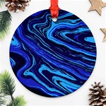 Blue Vivid Marble Pattern 16 Round Ornament (Two Sides) Front