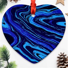 Blue Vivid Marble Pattern 16 Heart Ornament (two Sides) by goljakoff