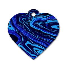 Blue Vivid Marble Pattern 16 Dog Tag Heart (one Side) by goljakoff