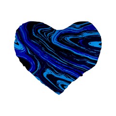 Blue Vivid Marble Pattern 16 Standard 16  Premium Heart Shape Cushions by goljakoff