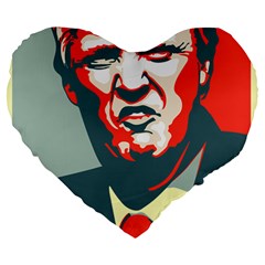 Trump Nope Large 19  Premium Heart Shape Cushions by goljakoff