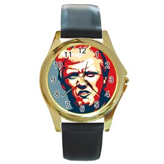 Trump Pop Art Round Gold Metal Watch by goljakoff