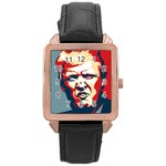 Trump pop art Rose Gold Leather Watch  Front