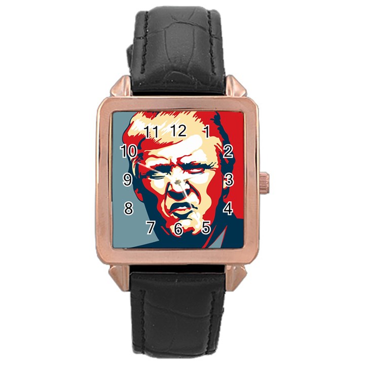 Trump pop art Rose Gold Leather Watch 