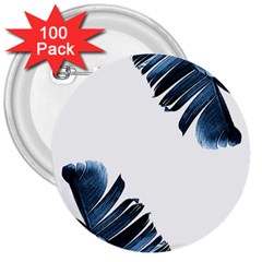 Blue Banana Leaves 3  Buttons (100 Pack)  by goljakoff