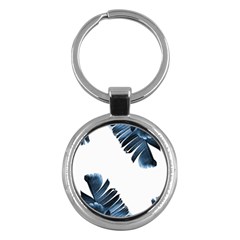 Blue Banana Leaves Key Chain (round) by goljakoff