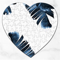 Blue Banana Leaves Jigsaw Puzzle (heart) by goljakoff