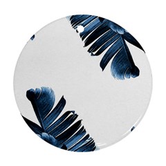 Blue Banana Leaves Round Ornament (two Sides) by goljakoff