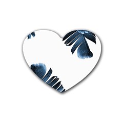 Blue Banana Leaves Heart Coaster (4 Pack)  by goljakoff