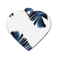 Blue Banana Leaves Dog Tag Heart (one Side) by goljakoff