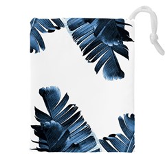 Blue Banana Leaves Drawstring Pouch (5xl) by goljakoff