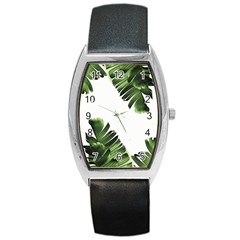 Green Banana Leaves Barrel Style Metal Watch by goljakoff