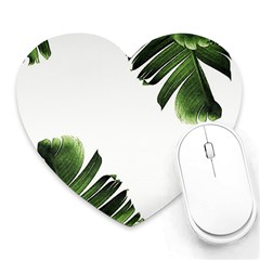 Green Banana Leaves Heart Mousepads by goljakoff