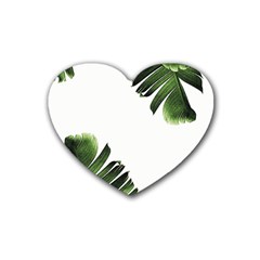 Green Banana Leaves Heart Coaster (4 Pack)  by goljakoff