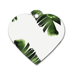 Green Banana Leaves Dog Tag Heart (two Sides) by goljakoff