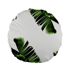 Green Banana Leaves Standard 15  Premium Flano Round Cushions by goljakoff