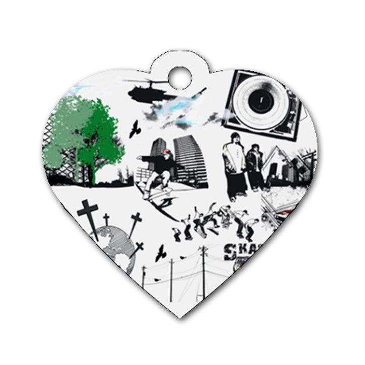 Skater-Underground Dog Tag Heart (One Side)