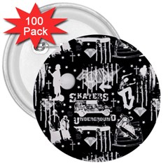 Skater-underground2 3  Buttons (100 Pack) 