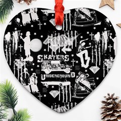 Skater-underground2 Heart Ornament (two Sides)