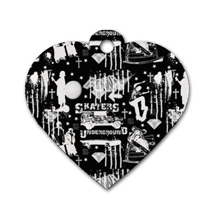 Skater-underground2 Dog Tag Heart (Two Sides)