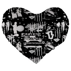 Skater-underground2 Large 19  Premium Flano Heart Shape Cushions