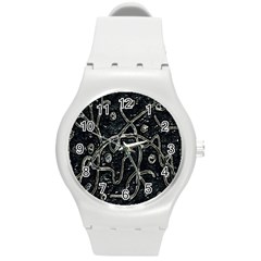 Abstract Surface Artwork Round Plastic Sport Watch (m) by dflcprintsclothing