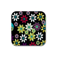 Flowerpower Rubber Square Coaster (4 Pack) 