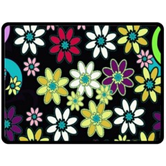 Flowerpower Fleece Blanket (large)  by PollyParadise