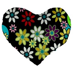 Flowerpower Large 19  Premium Heart Shape Cushions