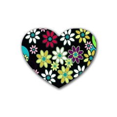 Flowerpower Rubber Coaster (heart)  by PollyParadise