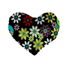 Flowerpower Standard 16  Premium Flano Heart Shape Cushions