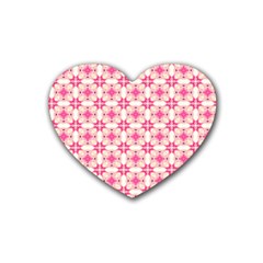 Pink-shabby-chic Rubber Coaster (heart)  by PollyParadise