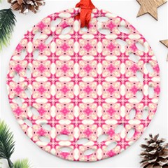 Pink-shabby-chic Round Filigree Ornament (two Sides)