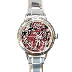 Vibrant Abstract Textured Artwork Print Round Italian Charm Watch by dflcprintsclothing