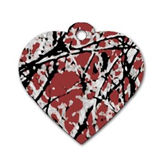 Vibrant Abstract Textured Artwork Print Dog Tag Heart (two Sides)