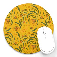 Folk Floral Pattern  Abstract Flowers Surface Design  Seamless Pattern Round Mousepads by Eskimos