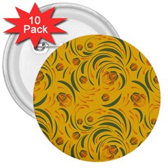 Folk floral pattern. Abstract flowers surface design. Seamless pattern 3  Buttons (10 pack) 