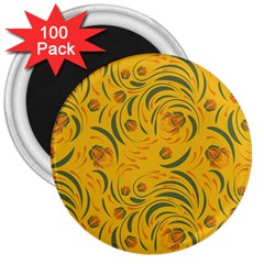 Folk floral pattern. Abstract flowers surface design. Seamless pattern 3  Magnets (100 pack)