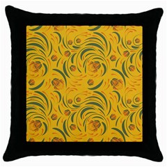 Folk floral pattern. Abstract flowers surface design. Seamless pattern Throw Pillow Case (Black)