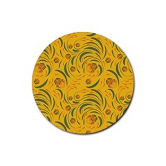 Folk floral pattern. Abstract flowers surface design. Seamless pattern Rubber Coaster (Round) 