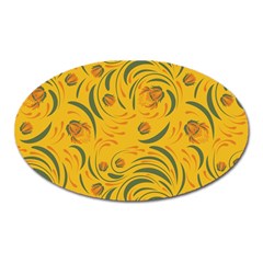 Folk Floral Pattern  Abstract Flowers Surface Design  Seamless Pattern Oval Magnet by Eskimos