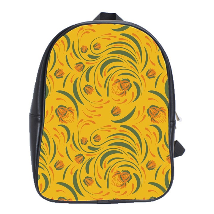 Folk floral pattern. Abstract flowers surface design. Seamless pattern School Bag (Large)