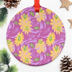 Folk Floral Pattern  Abstract Flowers Surface Design  Seamless Pattern Ornament (round) by Eskimos