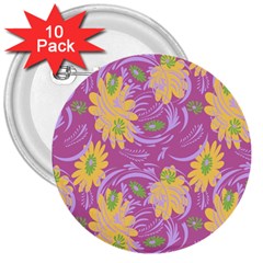 Folk Floral Pattern  Abstract Flowers Surface Design  Seamless Pattern 3  Buttons (10 Pack)  by Eskimos