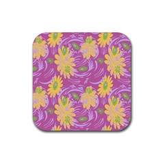 Folk Floral Pattern  Abstract Flowers Surface Design  Seamless Pattern Rubber Coaster (square)  by Eskimos