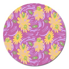 Folk Floral Pattern  Abstract Flowers Surface Design  Seamless Pattern Magnet 5  (round) by Eskimos