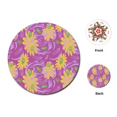 Folk Floral Pattern  Abstract Flowers Surface Design  Seamless Pattern Playing Cards Single Design (round) by Eskimos